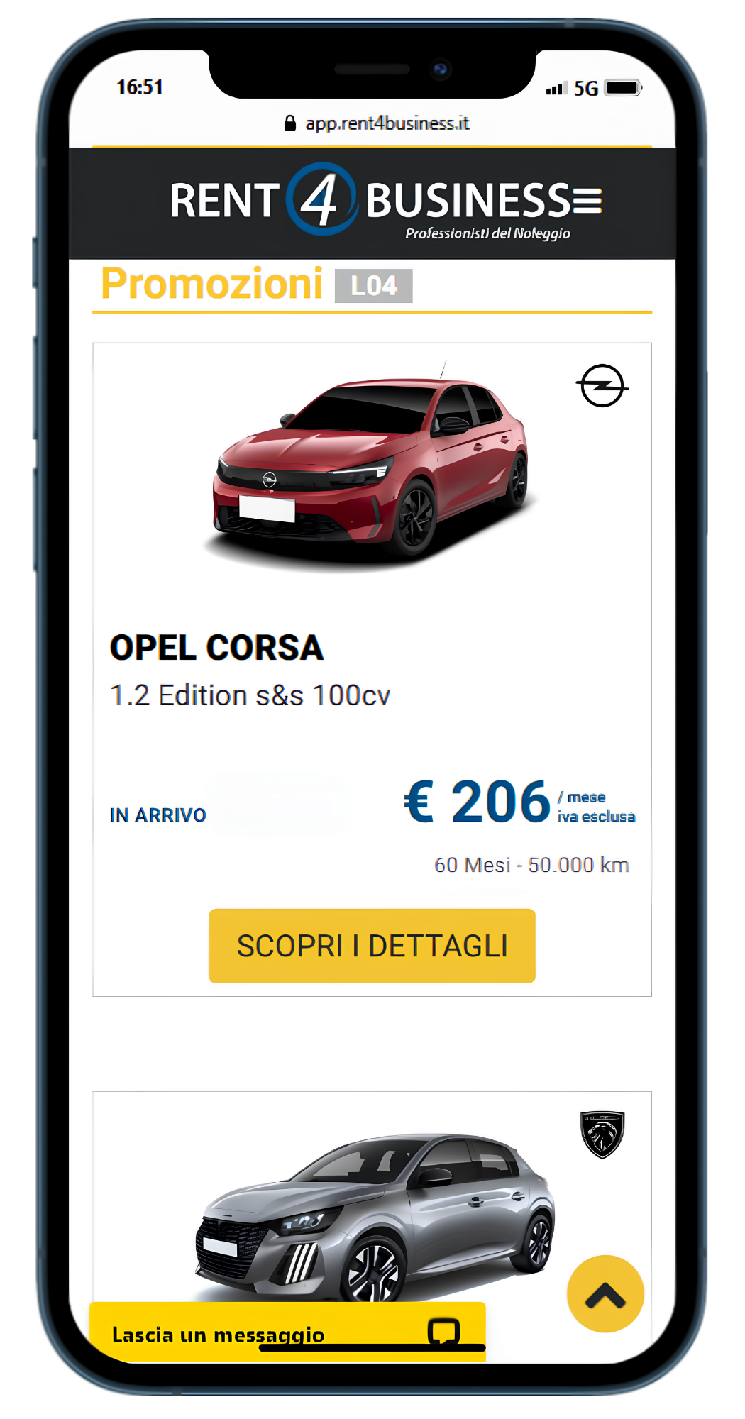 Piattaforma Rent4Business su smartphone